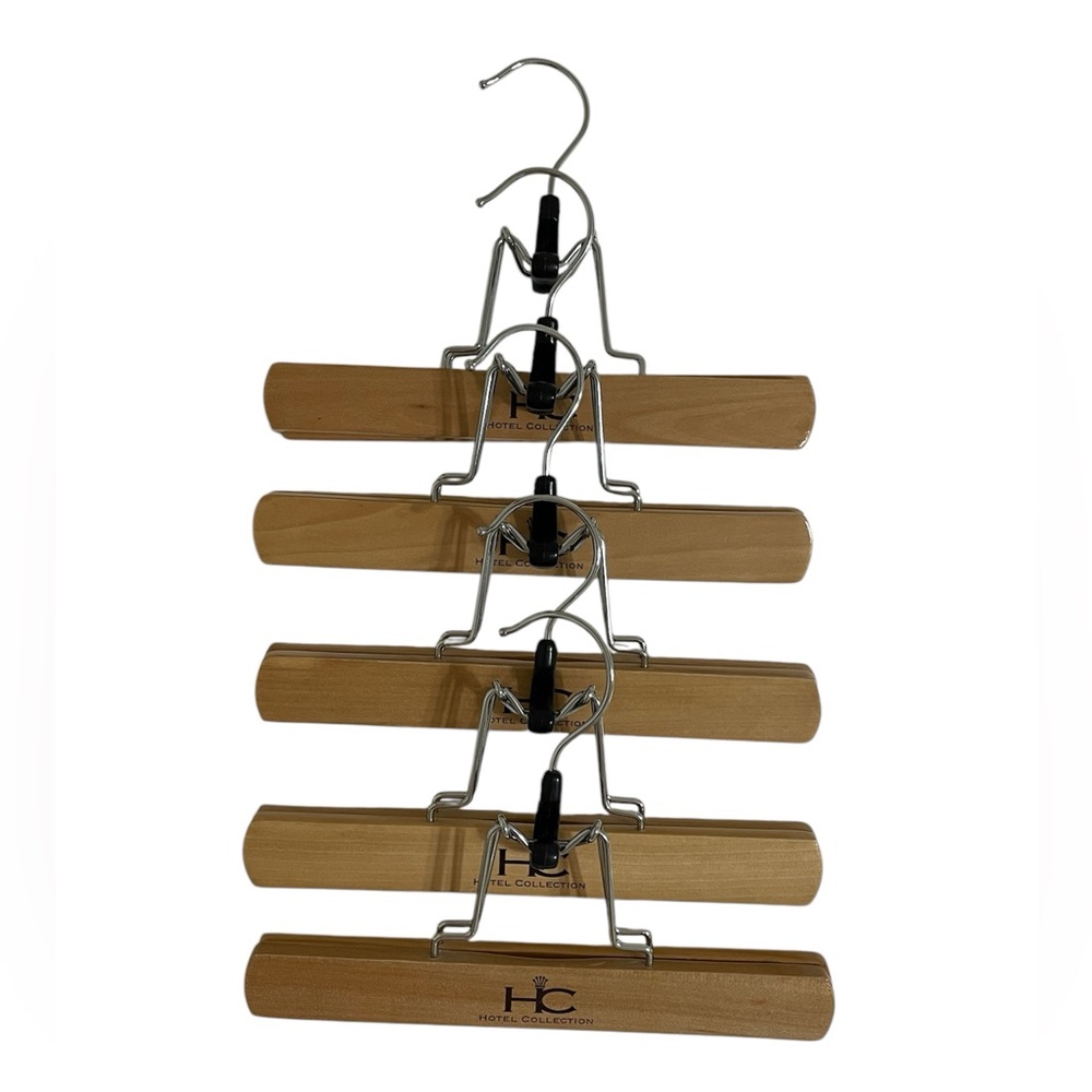 HOTEL COLLECTION Set/5 Unisex Wood Pant or Skirt Hangers